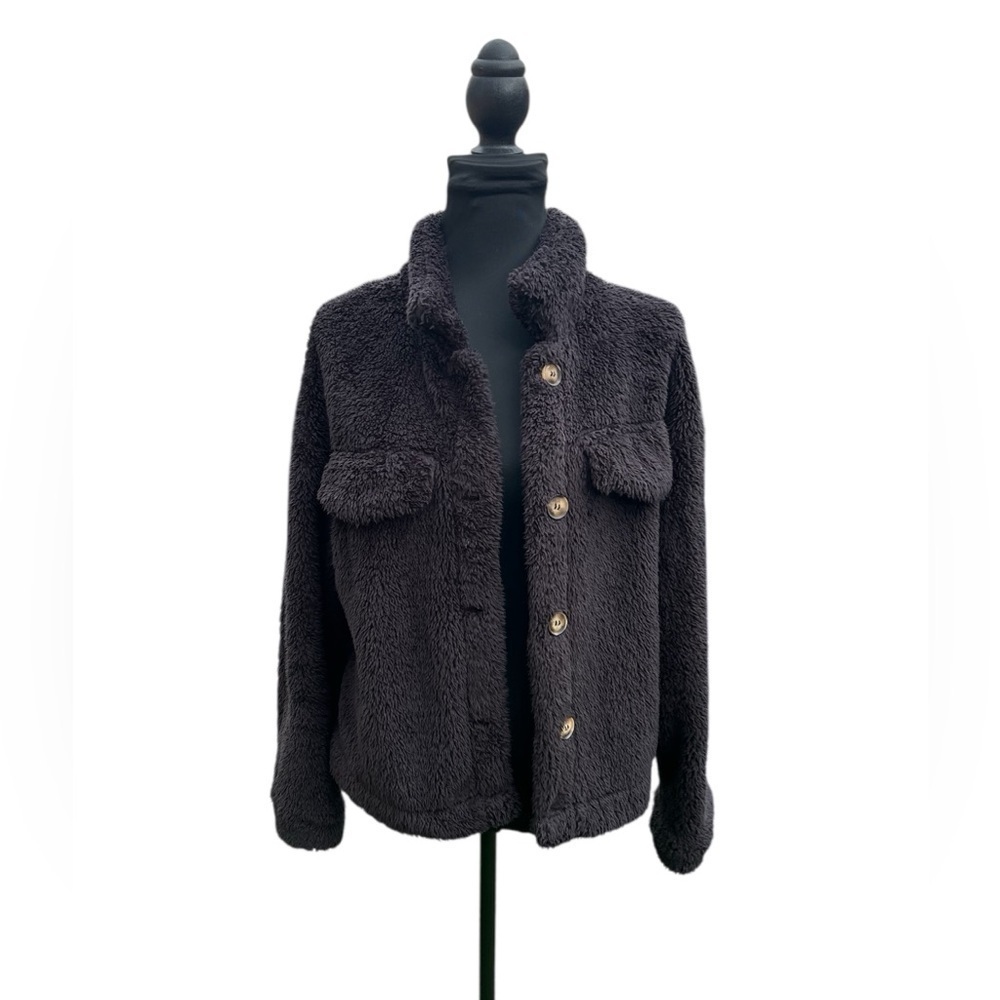 Women's Black Fleece Jacket by SHEIN size M
